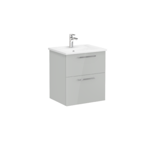 VitrA Root Flat 2 Drawer Wall Hung Unit 600mm - Gloss Pearl Grey