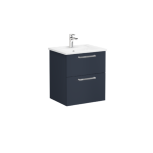VitrA Root Flat 2 Drawer Wall Hung Unit 600mm - Matt Dark Blue