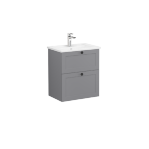 VitrA Root Classic Compact 2 Drawer Wall Hung Unit 600mm - Matt Dark Grey