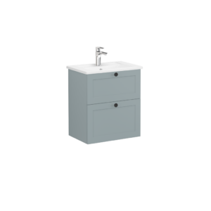 VitrA Root Classic Compact 2 Drawer Wall Hung Unit 600mm - Matt Fjord Green