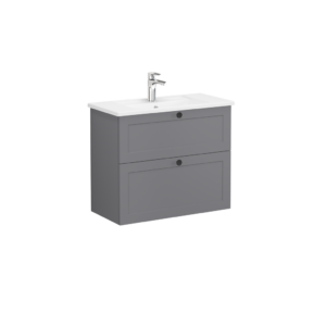 VitrA Root Classic Compact 2 Drawer Wall Hung Unit 800mm - Matt Dark Grey