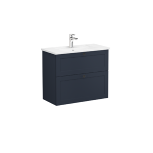 VitrA Root Classic Compact 2 Drawer Wall Hung Unit 800mm - Matt Dark Blue