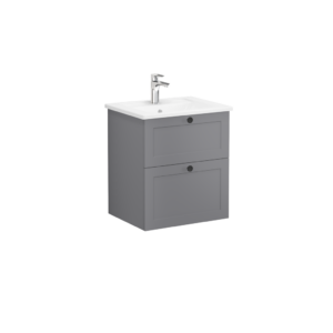 VitrA Root Classic 2 Drawer Wall Hung Unit 600mm - Matt Dark Grey