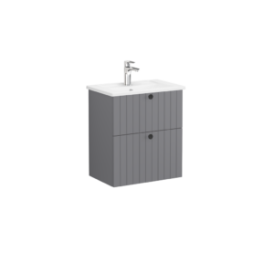 VitrA Root Groove Compact 2 Drawer Wall Hung Unit 600mm - Matt Dark Grey