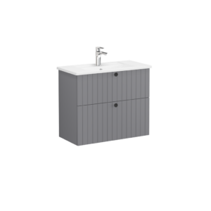 VitrA Root Groove Compact 2 Drawer Wall Hung Unit 800mm - Matt Dark Grey