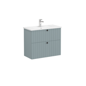 VitrA Root Groove Compact 2 Drawer Wall Hung Unit 800mm - Matt Fjord Green