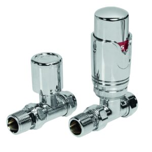 Thermostatic Straight Radiator Valve Pack - Chrome (Pair) By The Tunbridge Wells Brassware Co.