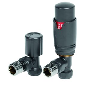 Thermostatic Angled Radiator Valve Pack - Anthracite (pair) By The Tunbridge Wells Brassware Co.