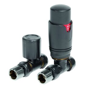 Thermostatic Straight Radiator Valve Pack - Anthracite (pair) By The Tunbridge Wells Brassware Co.