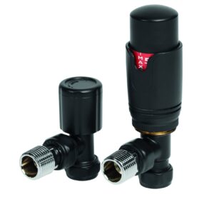 Thermostatic Angled Radiator Valve Pack - Black (pair) By The Tunbridge Wells Brassware Co.