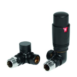 Thermostatic Corner Radiator Corner Valve Pack - Black (pair) By The Tunbridge Wells Brassware Co.