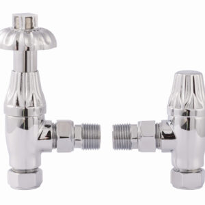 Traditional Angled Thermostatic Radiator Valve Pack - Chrome