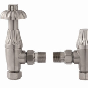 Traditional Angled Thermostatic Radiator Valve Pack - Satin Nickel