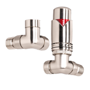 Thermostatic Corner Radiator Valve Pack - Brushed Nickel By The Tunbridge Wells Brassware Co.
