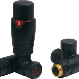 Thermostatic Corner Dual Fuel Radiator Valve Pack - Black (pair) By Tunbridge Wells Brassware Co.