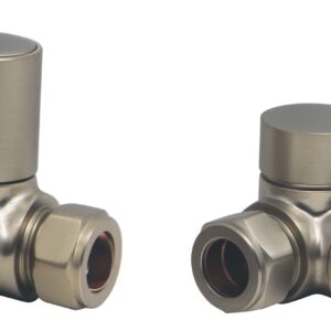 Minimalist Corner Radiator Valve Pack - Brushed Brass (pair) By The Tunbridgewells Brassware