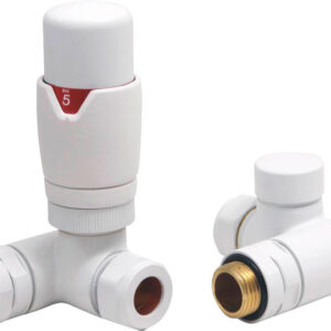 Thermostatic Corner Dual Fuel Radiator Valve Pack - White (pair) By Tunbridge Wells Brassware