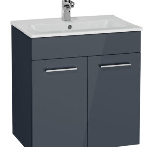 Artesan Amara 600mm Wall Hung Vanity Unit with Doors incl. Basin - Anthracite Gloss