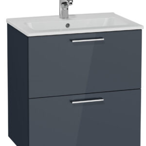 Artesan Amara 600mm Wall Hung Vanity Unit with Drawers incl. Basin - Anthracite Gloss