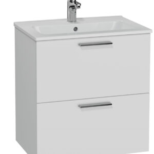 Artesan Amara 600mm Wall Hung Vanity Unit with Drawers incl. Basin - White Gloss