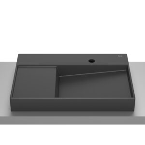 Roca Horizon View Washbasin - 600 x 420 x 80mm 1 Right Hand Tap Hole - Matt Black