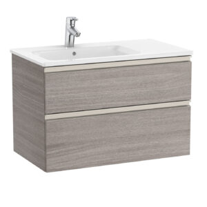 Roca The Gap Standard 800mm Vanity Unit  & Basin 2 Drawer - City Oak (left hand basin)