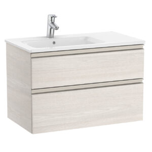 Roca The Gap Standard 800mm Vanity Unit & Basin 2 Drawer - Nordic Ash (left hand basin)