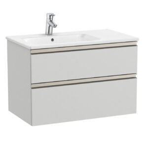 Roca The Gap Standard 800mm Vanity Unit & Basin 2 Drawer - Matt Grey (left hand basin)