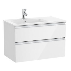 Roca The Gap Standard 800mm Vanity Unit & Basin 2 Drawer - Gloss White (left hand basin)