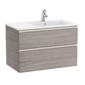 Roca The Gap Standard 800mm Vanity Unit & Basin 2 Drawer - City Oak (right hand basin)