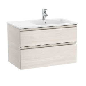 Roca The Gap Standard 800mm Vanity Unit & Basin 2 Drawer - Nordic Ash (right hand basin)