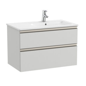 Roca The Gap Standard 800mm Vanity Unit & Basin 2 Drawer - Matt Grey (right hand basin)