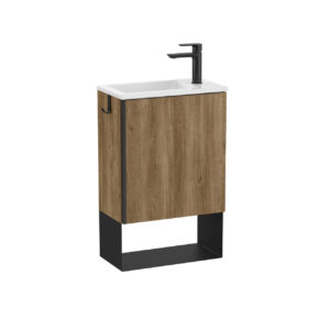 Roca Mini Pro 450 x 250mm Basin & Base Unit - Western Oak