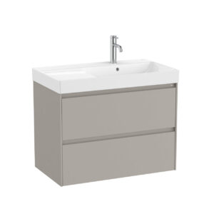 Ona 800mm 2 Drawer Base Unit R/H - Matt Sand Grey (excl. basin)