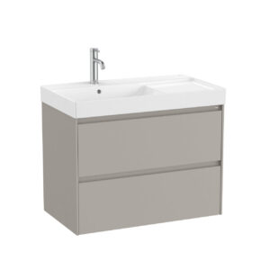 Ona 800mm 2 Drawer Base Unit L/H - Matt Sand Grey (excl. basin)