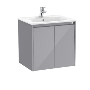 Roca Tenet 600 x 460mm Standard 2 Door Wall Hung Unit Only - Gloss Grey (excl. basin)