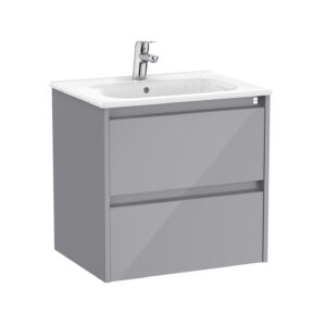 Roca Tenet 600 x 460mm Standard 2 Drawer Wall Hung Unit Only - Gloss Grey (excl. basin)