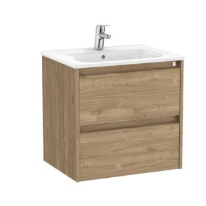 Roca Tenet 600 x 460mm Standard 2 Drawer Wall Hung Unit Only - Walnut (excl. basin)