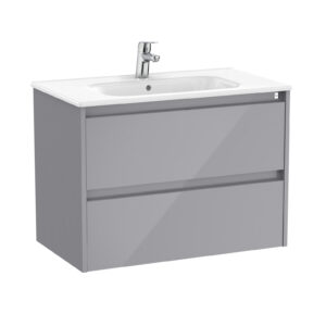Roca Tenet 800 x 460mm Standard 2 Drawer Wall Hung Unit Only - Gloss Grey (excl. basin)