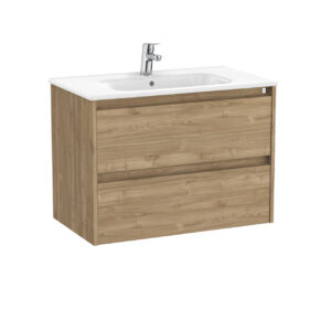 Roca Tenet 800 x 460mm Standard 2 Drawer Wall Hung Unit Only - Walnut (excl. basin)