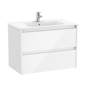 Roca Tenet 800 x 460mm Standard 2 Drawer Wall Hung Unit Only - Gloss White (excl. basin)