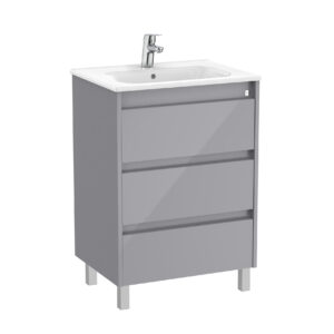 Roca Tenet 600 x 460mm Standard 3 Drawer Unit Only - Gloss Grey (excl. basin)