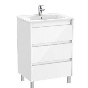 Roca Tenet 600 x 460mm Standard 3 Drawer Unit Only - Gloss White (excl. basin)