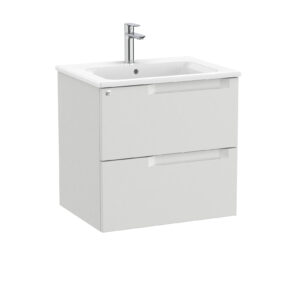 Roca Aleyda 500 x 380mm Compact 2 Drawer Unit Only - Pebble Grey (excl. basin)