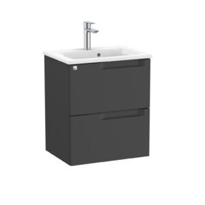 Roca Aleyda 500 x 380mm Compact 2 Drawer Unit Only - Matt Black (excl. basin)