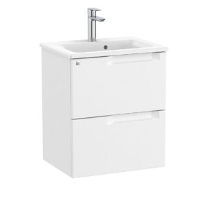 Roca Aleyda 600 x 380mm Compact 2 Drawer Unit Only - Matt White (excl. basin)