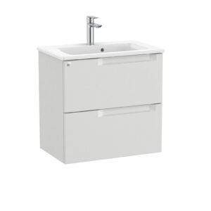 Roca Aleyda 600 x 380mm Compact 2 Drawer Unit Only - Pebble Grey (excl. basin)