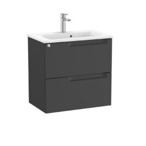 Roca Aleyda 600 x 380mm Compact 2 Drawer Unit Only - Matt Black (excl. basin)