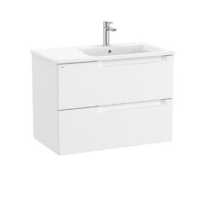 Roca Aleyda 800 x 460mm Standard 2 Drawer Unit Only for R-H Basin - Matt White (excl. basin & top)