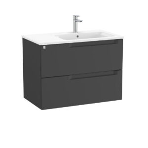Roca Aleyda 800 x 460mm Standard 2 Drawer Unit Only for R-H Basin - Matt Black (excl. basin & top)